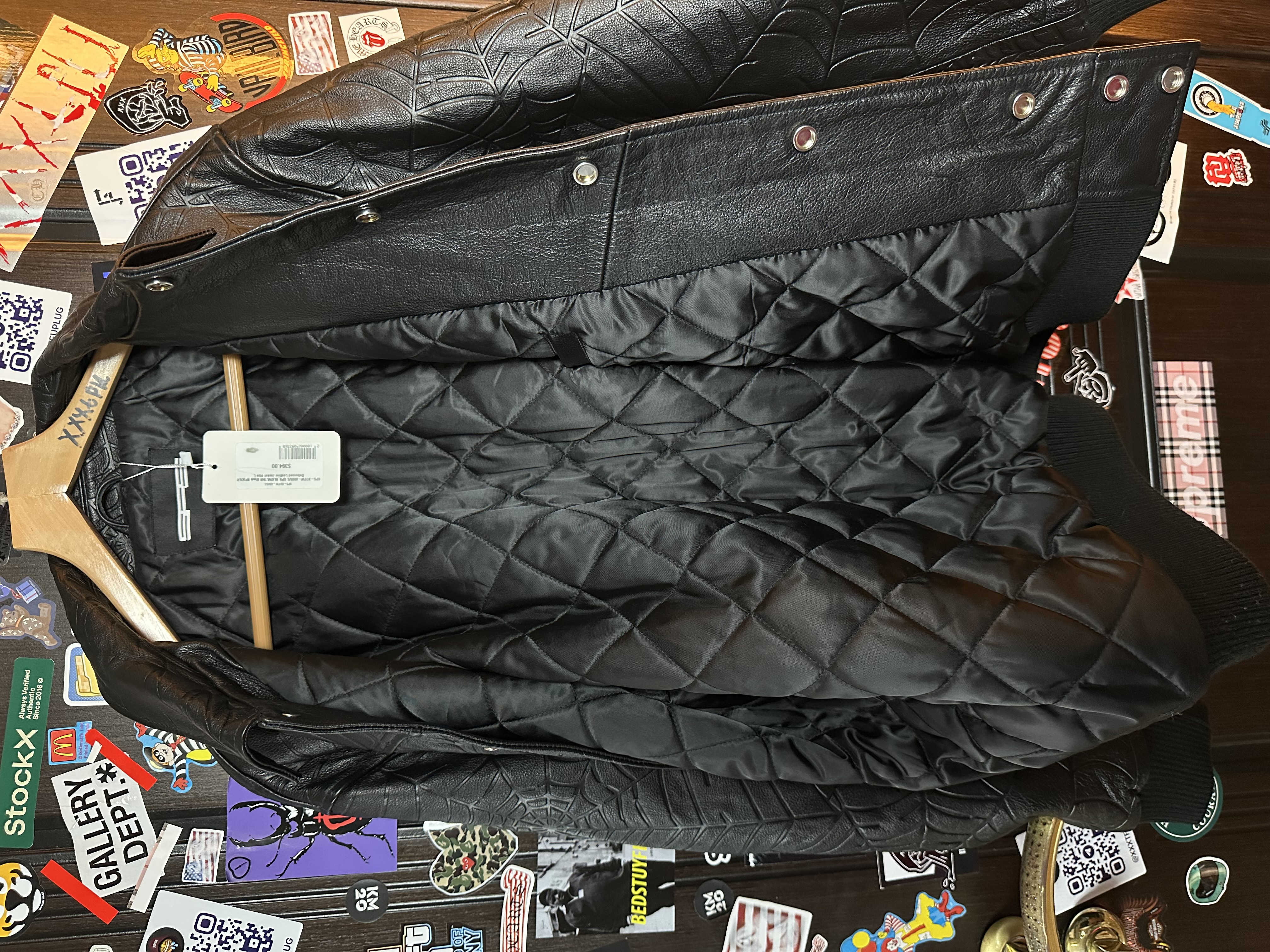 Sp5der Sp5der Web Debossed Leather Jacket L