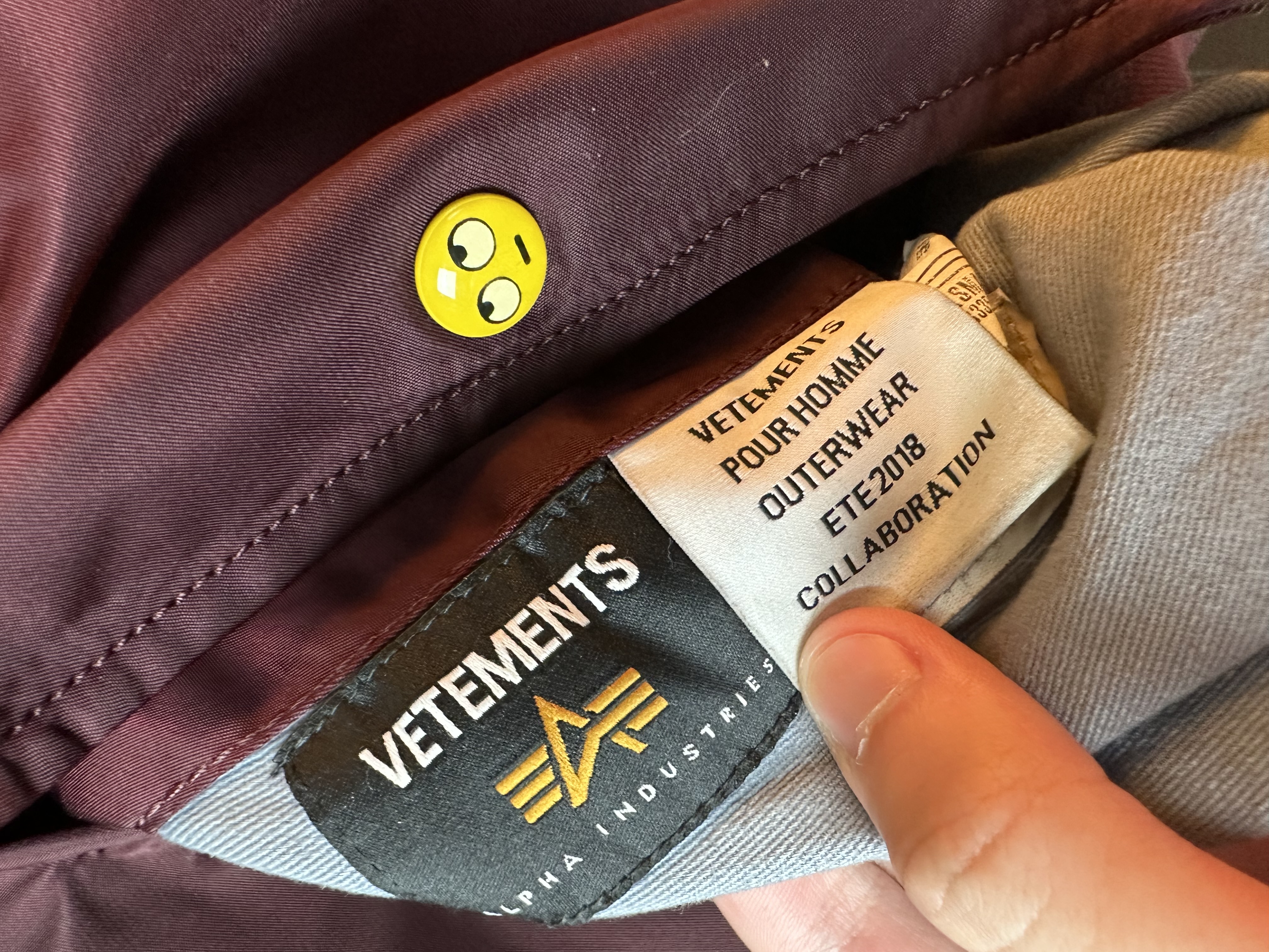 Vetements Burgundy Bomber Emoji XS